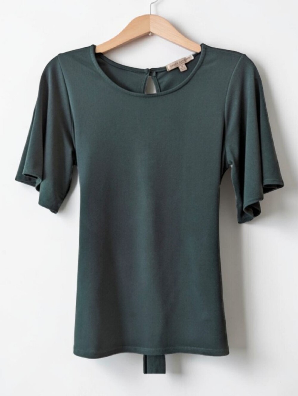 Green Envelope Los Angeles Women's Green 1/2 Bell Sleeve Tie Back Top XS